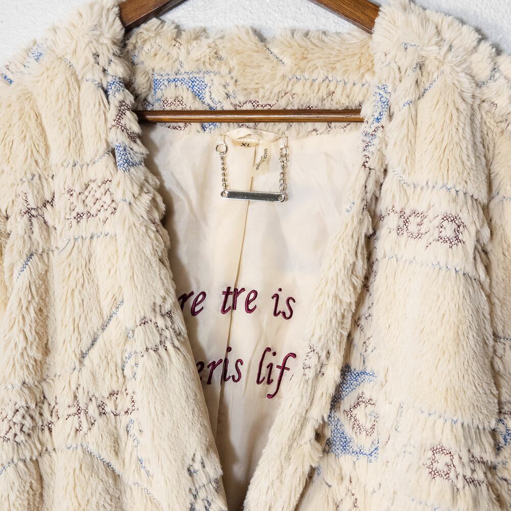 Paparazzi Textured Cardigan Jacket Cream XL Boho Romantic Cottagecore - Picture 3 of 8